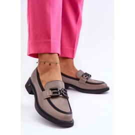 Vinceza Mocasines Mujer Elegantes en Piel Beige Oscuro Triana gris 4