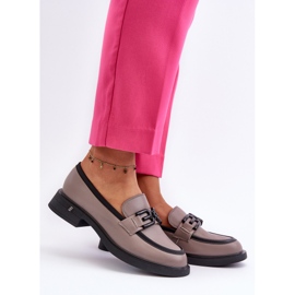 Vinceza Mocasines Mujer Elegantes en Piel Beige Oscuro Triana gris 3
