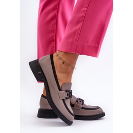 Vinceza Mocasines Mujer Elegantes en Piel Beige Oscuro Triana gris 7
