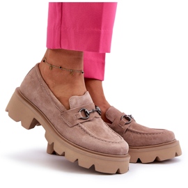 Vinceza Mocasines Chunky de mujer en ante beige Neloria 10