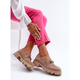 Vinceza Mocasines Chunky de mujer en ante beige Neloria 9