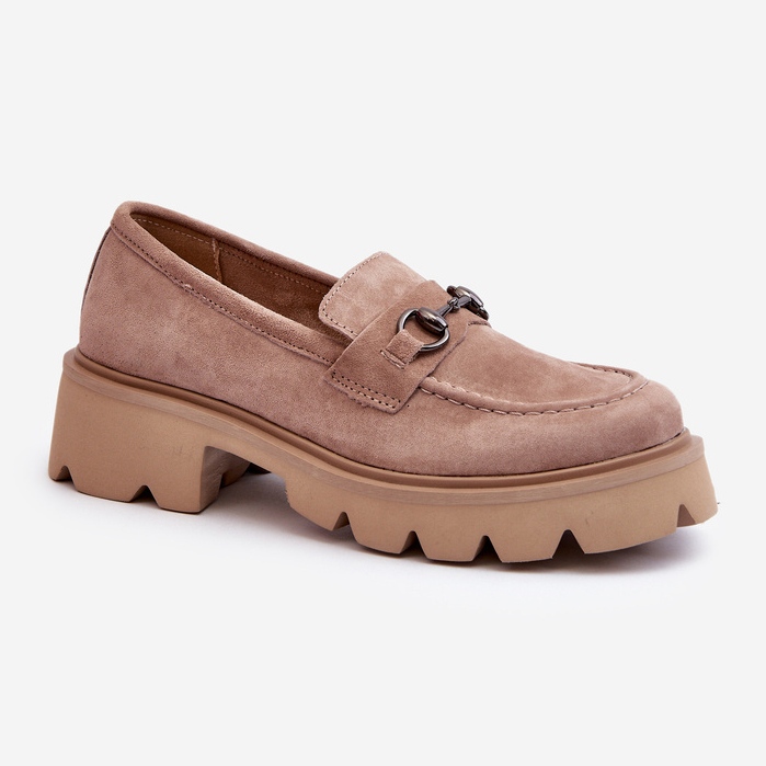 Vinceza Mocasines Chunky de mujer en ante beige Neloria 2
