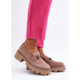 Vinceza Mocasines Chunky de mujer en ante beige Neloria 3