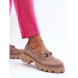 Vinceza Mocasines Chunky de mujer en ante beige Neloria 6