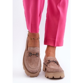 Vinceza Mocasines Chunky de mujer en ante beige Neloria 8