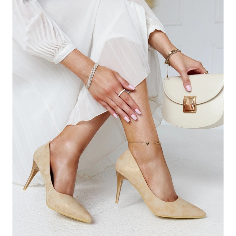 Tacones altos metálicos dorados con plantilla de cuero de Soissons 1