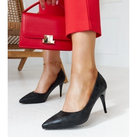 Tacones altos metalizados negros con aplicación de cuero de Soissons 4