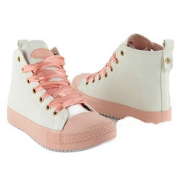 Deportivas tobilleras con cordones dobles blanco 4