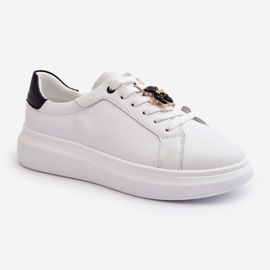 Vinceza Zapatillas De Mujer De Piel Con Osito De Peluche, Blanco Mirven 2