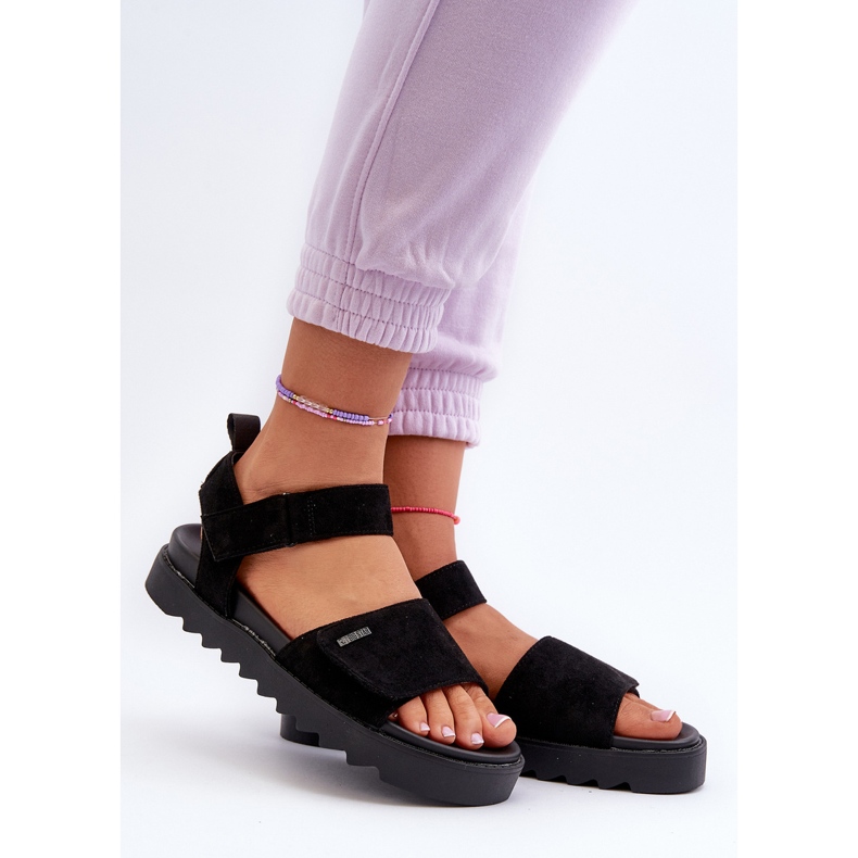 Sandalias de Mujer de Ante con Plataforma Big Star NN274700 Negro 2