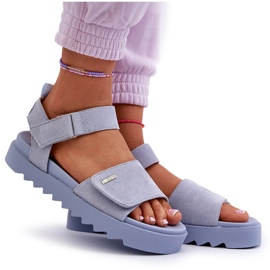 Sandalias de Mujer de Ante con Plataforma Big Star NN274706 Azul 9