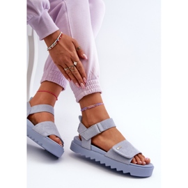 Sandalias de Mujer de Ante con Plataforma Big Star NN274706 Azul 8