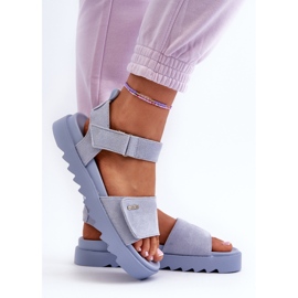 Sandalias de Mujer de Ante con Plataforma Big Star NN274706 Azul 6