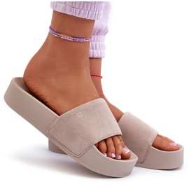 Chanclas de mujer de ante con plataforma Big Star NN274A671 Beige 9