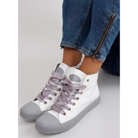 Deportivas tobilleras con cordones dobles blanco 1