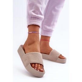 Chanclas de mujer de ante con plataforma Big Star NN274A671 Beige 3
