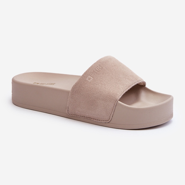 Chanclas de mujer de ante con plataforma Big Star NN274A671 Beige 1