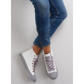 Deportivas tobilleras con cordones dobles blanco 2