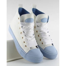 Deportivas tobilleras con cordones dobles blanco azul 4