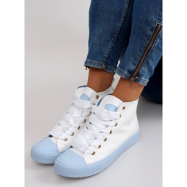 Deportivas tobilleras con cordones dobles blanco azul 2