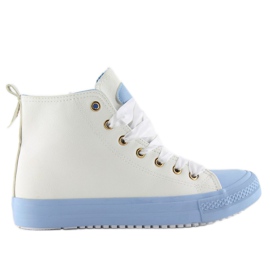 Deportivas tobilleras con cordones dobles blanco azul 3