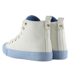 Deportivas tobilleras con cordones dobles blanco azul 5