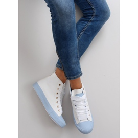 Deportivas tobilleras con cordones dobles blanco azul 1