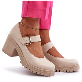 Zazoo 20166 Zapatos de salón de piel beige 9
