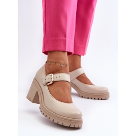 Zazoo 20166 Zapatos de salón de piel beige 3