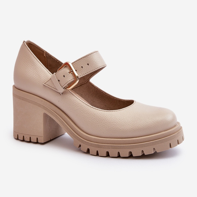 Zazoo 20166 Zapatos de salón de piel beige 1