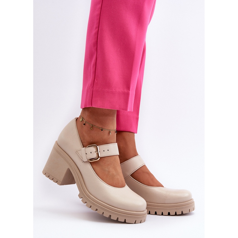 Zazoo 20166 Zapatos de salón de piel beige 2