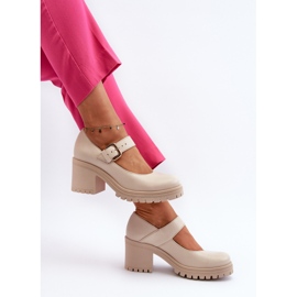 Zazoo 20166 Zapatos de salón de piel beige 8