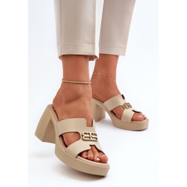 Zazoo 40419 Chanclas de Mujer de Piel con Aberturas y Adorno, Beige 3