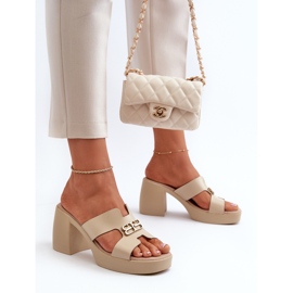 Zazoo 40419 Chanclas de Mujer de Piel con Aberturas y Adorno, Beige 4