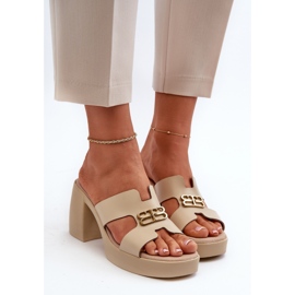 Zazoo 40419 Chanclas de Mujer de Piel con Aberturas y Adorno, Beige 6