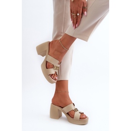 Zazoo 40419 Chanclas de Mujer de Piel con Aberturas y Adorno, Beige 7