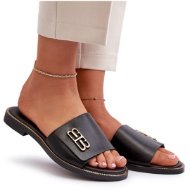 Zazoo 40384 Elegant Chanclas Mujer Piel, Negro 9