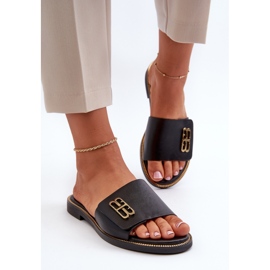 Zazoo 40384 Elegant Chanclas Mujer Piel, Negro 4
