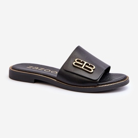 Zazoo 40384 Elegant Chanclas Mujer Piel, Negro 1