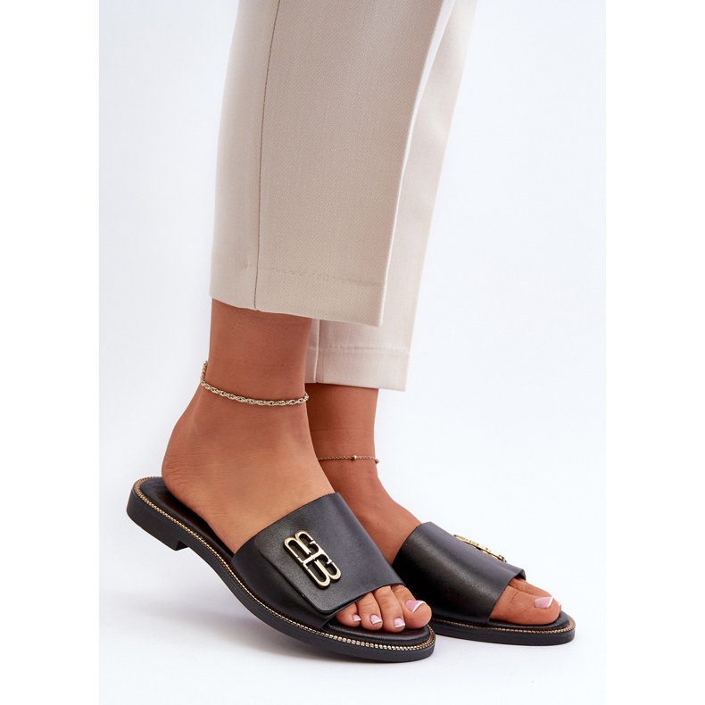 Zazoo 40384 Elegant Chanclas Mujer Piel, Negro 2