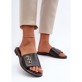 Zazoo 40384 Elegant Chanclas Mujer Piel, Negro 3