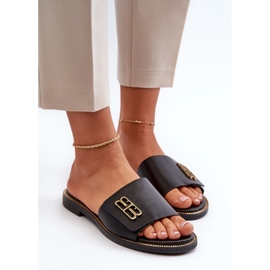 Zazoo 40384 Elegant Chanclas Mujer Piel, Negro 6