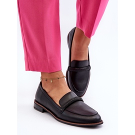 Sergio Leone Mocasines Mujer De Piel Con Tira Decorativa, Negro Saosin 4