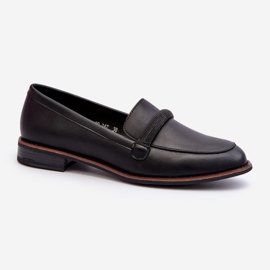 Sergio Leone Mocasines Mujer De Piel Con Tira Decorativa, Negro Saosin 1