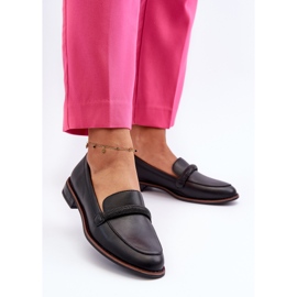 Sergio Leone Mocasines Mujer De Piel Con Tira Decorativa, Negro Saosin 3