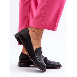 Sergio Leone Mocasines Mujer De Piel Con Tira Decorativa, Negro Saosin 5