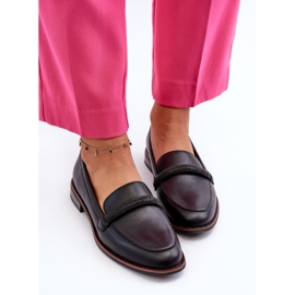 Sergio Leone Mocasines Mujer De Piel Con Tira Decorativa, Negro Saosin 6