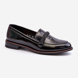 Sergio Leone Mocasines Mujer Piel Con Tira Decorativa Charol Negro Saosin 2