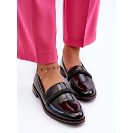 Sergio Leone Mocasines Mujer Piel Con Tira Decorativa Charol Negro Saosin 8