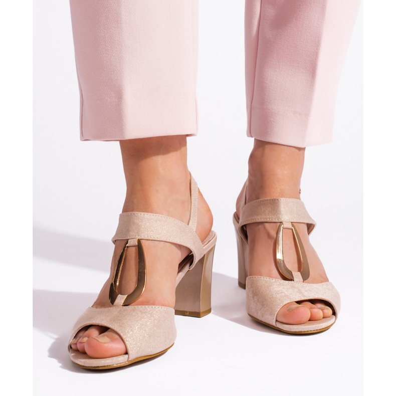 Goodin Sandalias de tacón doradas para mujer. dorado 1